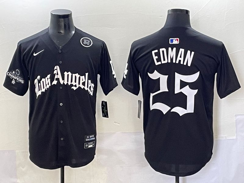 Men 2025 Los Angeles Dodgers #25 Edman Black Five generations Joint Name Nike MLB Jersey style 11->los angeles dodgers->MLB Jersey